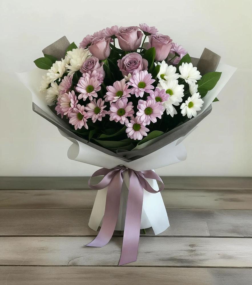 Букет цветов из: Хризантемы и Розы в Литвиново