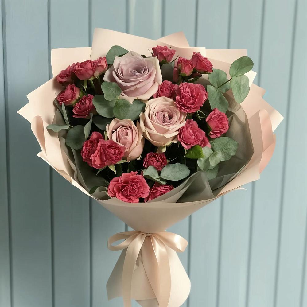Букет цветов из: Гвоздики и Розы в Литвиново
