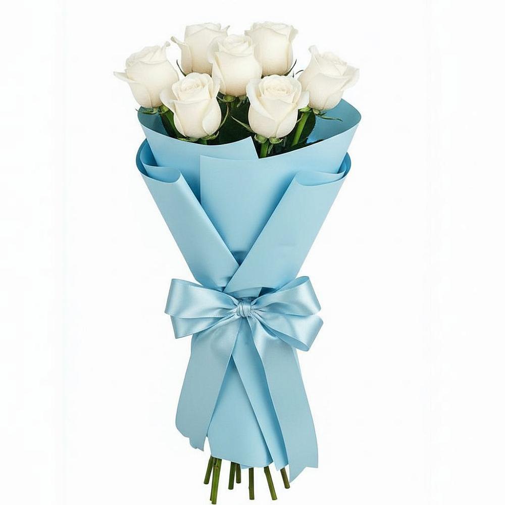 Букет 7 белых роз Проуд в Литвиново