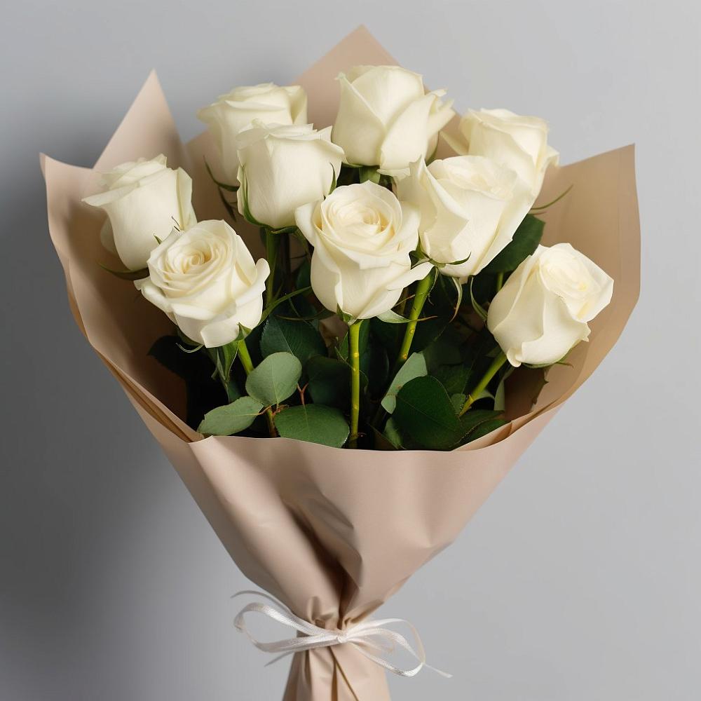 Букет 9 Белых роз Эдлесс Лав в Литвиново