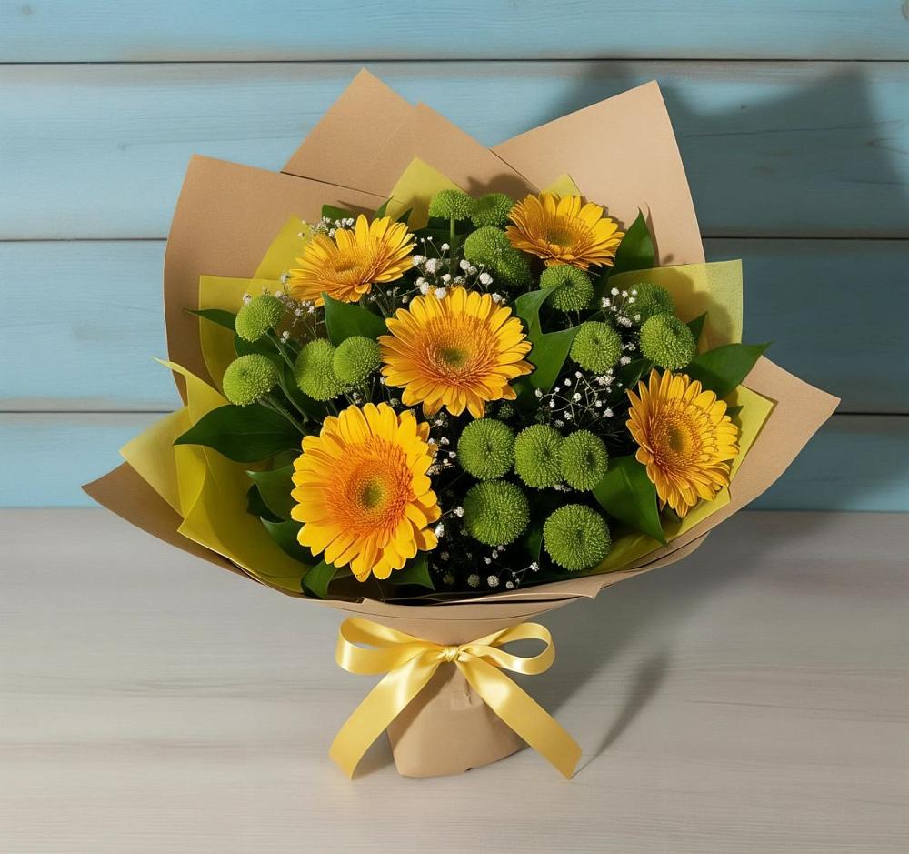 Букет цветов из: Герберы и Хризантемы в Литвиново