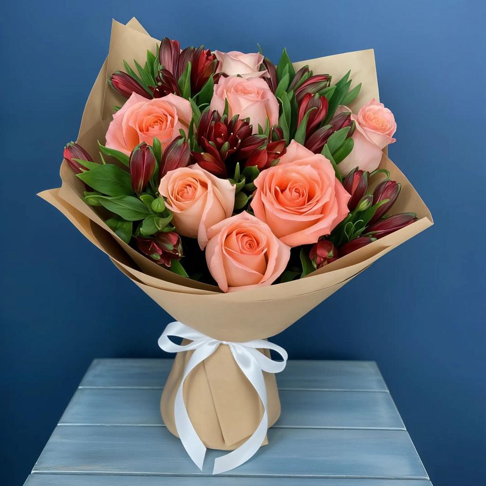 Букет цветов из: Розы и Альстромерии в Литвиново