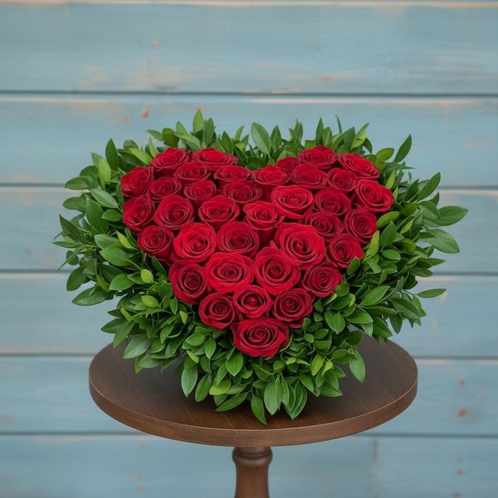 Цветочная композиция из Розы в виде сердца в Литвиново